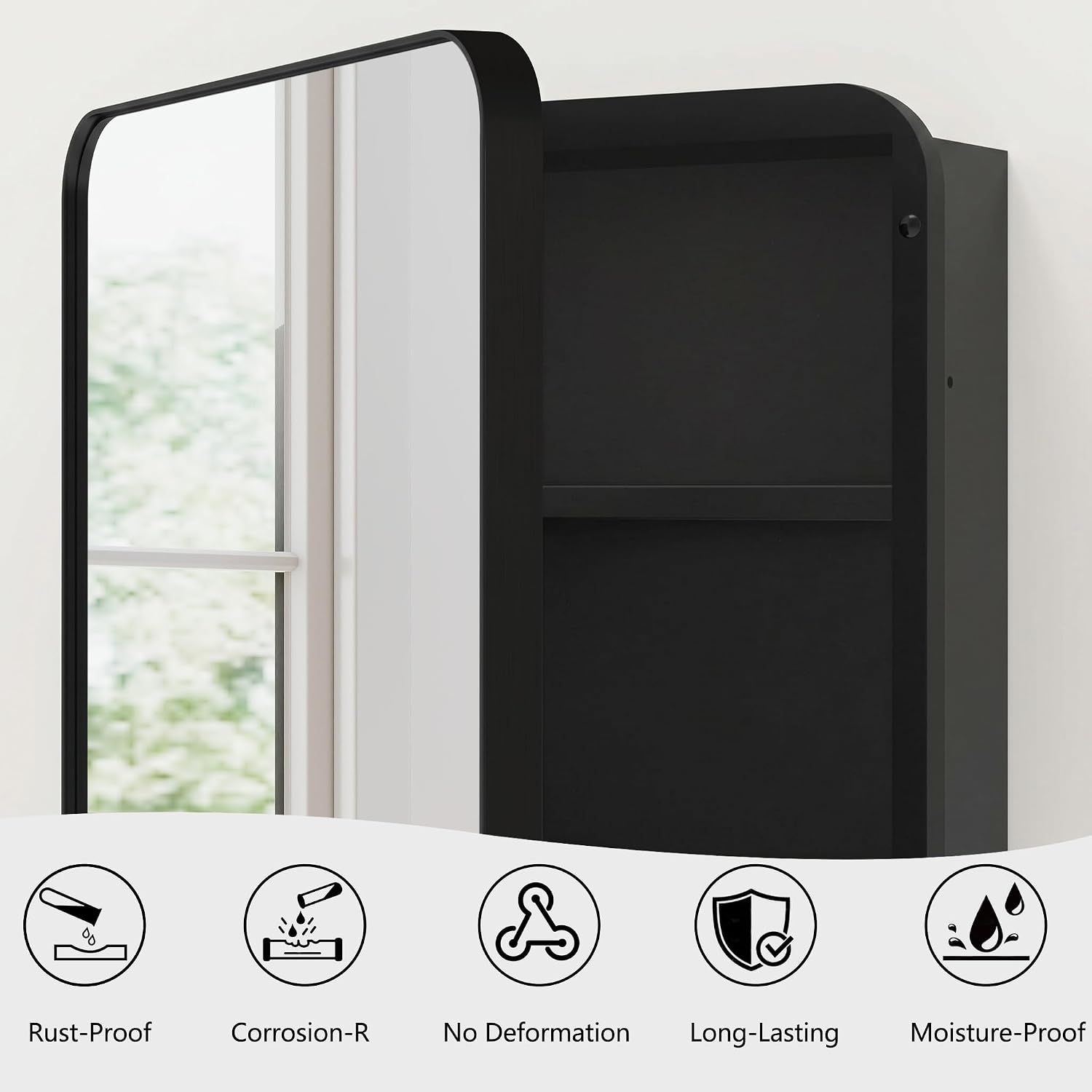 Bathroom Medicine Cabinet with 16'x20' Stainless Steel Framed Mirror,Recessed or Surface Mounted Bathroom Mirror Cabinet,Storage Cabinetfor Bathrooms, Guest Rooms, Apartments, Farmhouse Decor