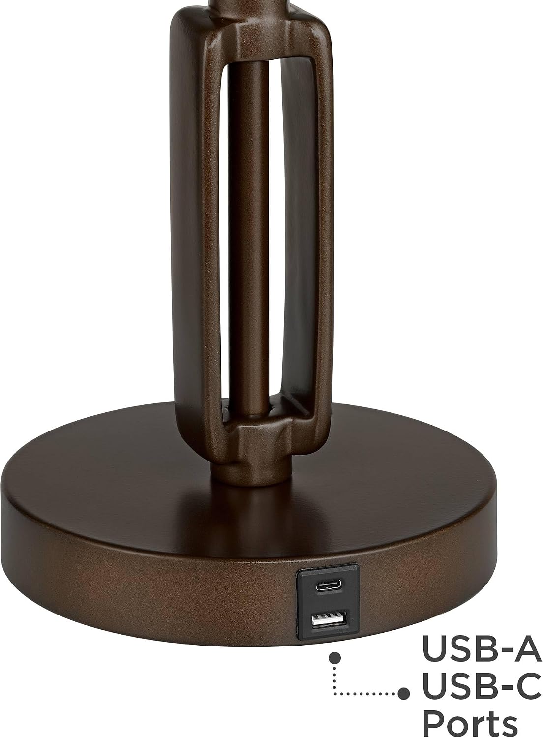 Franklin Iron Works Samuel 21 1/4' High Rustic Swing Arm Accent Table Lamp with USB Ports A+C Charging Bronze Natural Mica Shade for Living Room Bedroom House Bedside Nightstand Home Office Family