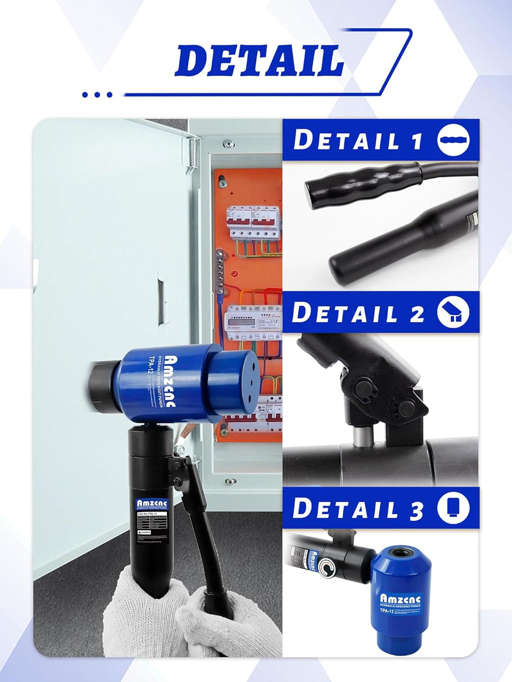 AMZCNC Hydraulic Knockout Hole Punch Driver Kit 1/2 to 4 inch Electrical Conduit Hole Cutter Set KO Tool Kit Metal Sheet Puncher (12TON(1/2'~4'))