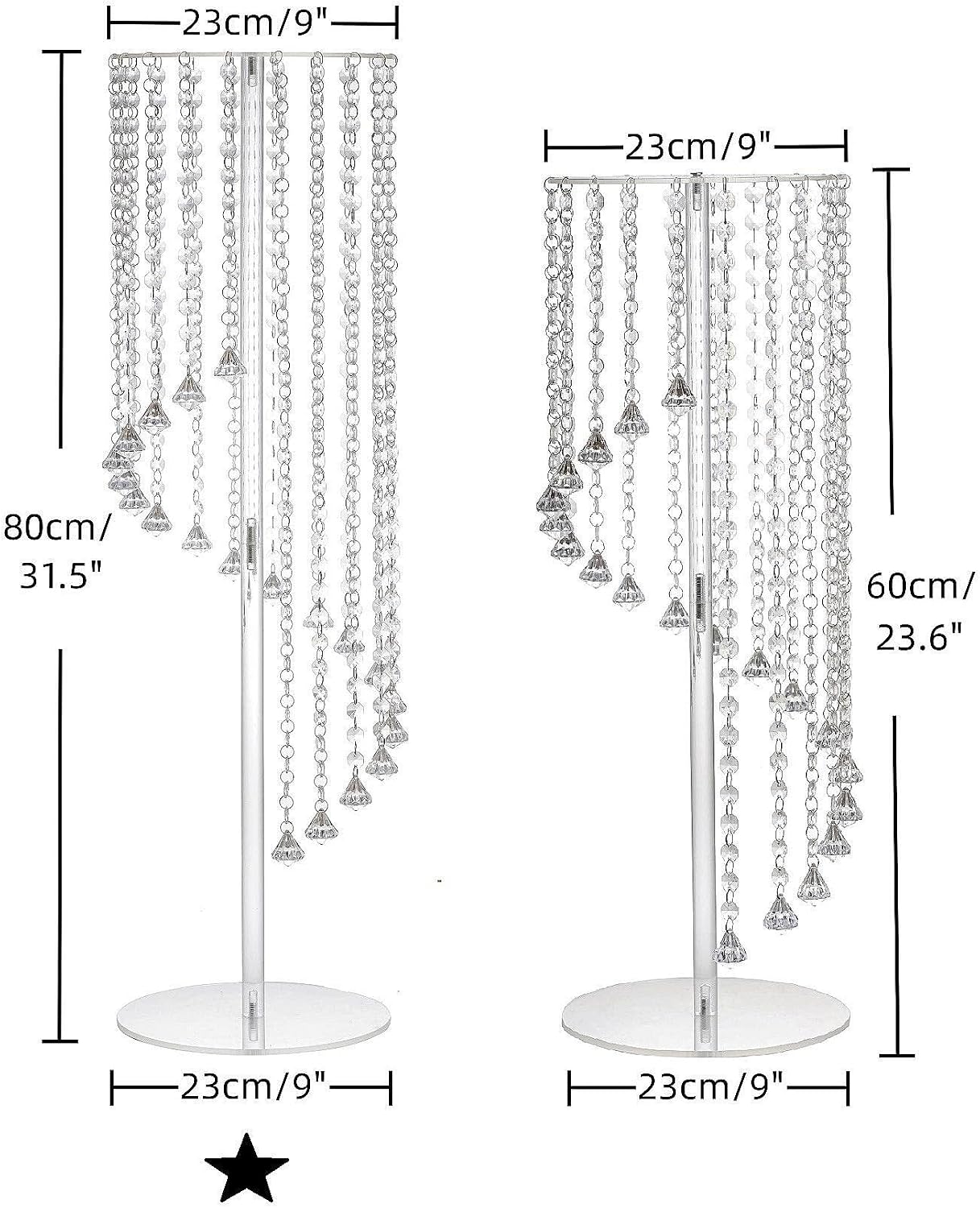 10 Pcs 31.5' Clear Acrylic Tall Flower Vases - Cylinder Pedestal Stands for The Table Centerpieces for Parties, Chandelier Crystals Decorative Flower Stand, Wedding, Celebration, Home Decoration
