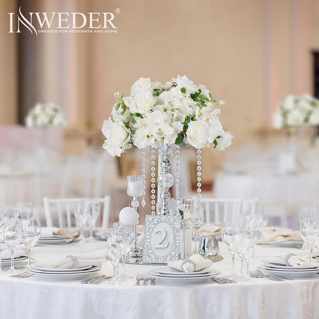 White Flowers Balls for Centerpieces: 6 PCS 14.2' Diam Flower Centerpieces for Tables in Wedding Reception Decorations Arrangement for Party Celebration Planners