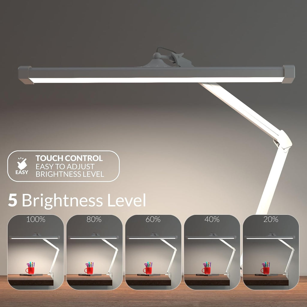 Ultra Bright 4500 Lumens Powerful Professional Eye Care LED Desk Lamp - Brightness Adjustable, Modern Task Light for Home, Beauty, Crafting, Office, Workbench (Daylight, Dimming, White)