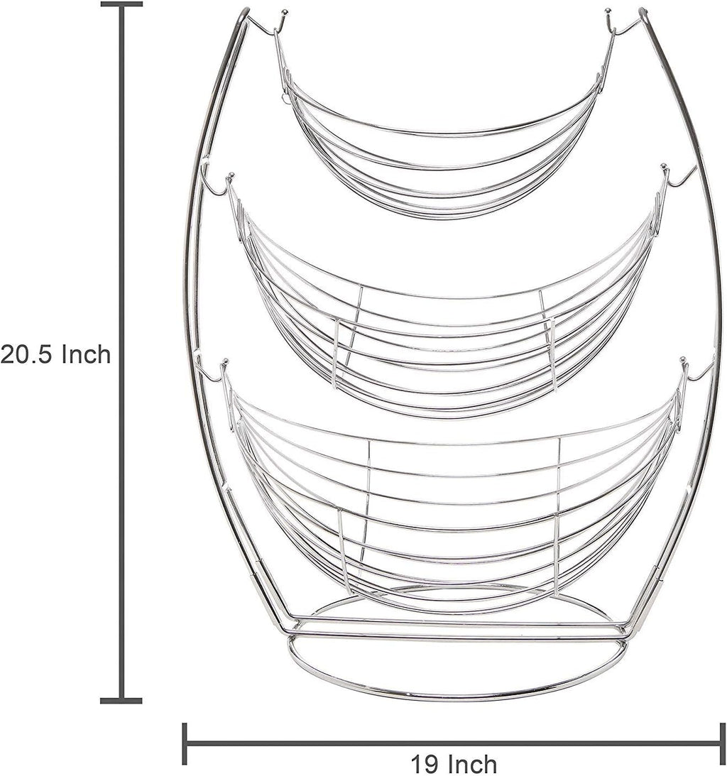 Fruit Bowl 3 Tier Black Triple Hammock Fruit Vegetables Produce Metal Basket Rack Display Stand Fruit Basket Fruit Plate