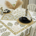 TRP Luxury Aesthetic Traditional 100% Cotton Rectangle Christmas Tablecloth | Gorgeous Green White Grey Colors Intricate Floral Pattern 72'X118' Size | Modern Farmhouse Boho Rustic Festive Fall Decor