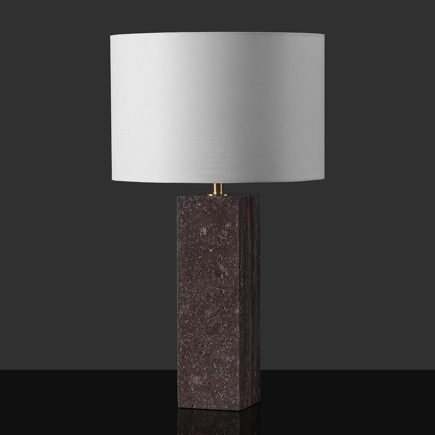 SAFAVIEH Couture Lighting Collection Feliciano Dark Brown/White 26-inch Dimmable Table Lamp for Bedroom Living Room Home Office Desk Nightstand (LED Bulb Included)
