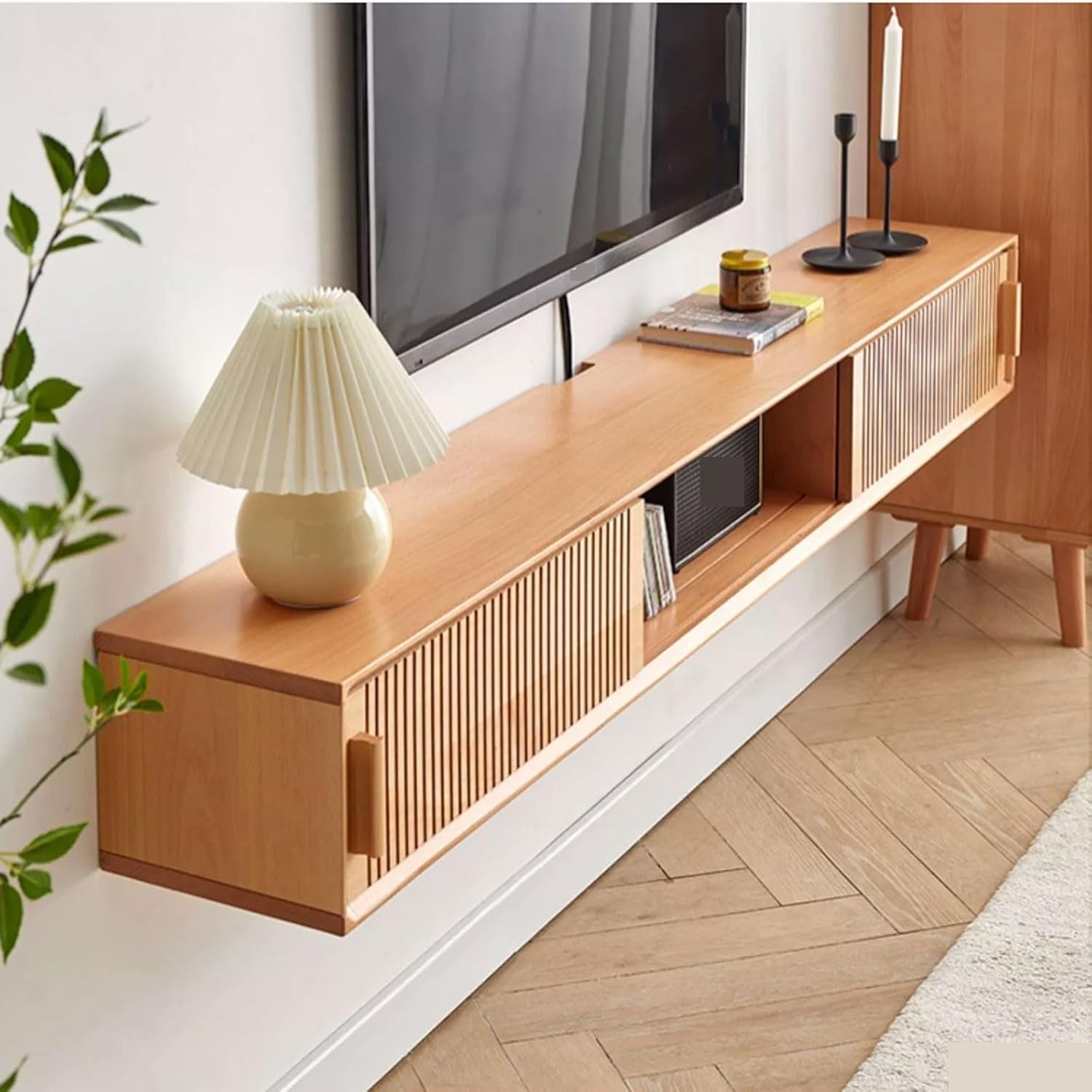 TV Floating Cabinet Wood Floating TV Stand, 59''/71'' Floating Entertainment Center, Modern Floating Media Console, Wall Mounted TV Console, Floating TV Console Under TV Shelf Floating TV Shelf ( Colo