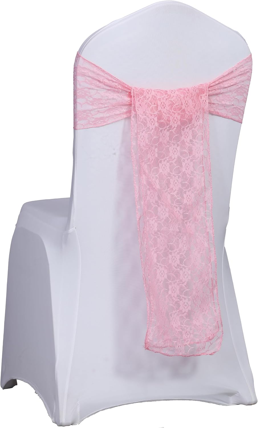 MDS® Pack of 200 Lace Chair Sashes for Weddings, Decorative Floral Lace Chair Bows Bands for Banquet, Reception, Anniversary, Bridal Shower, Birthday, Party, Ceremony & Event Décor - Blush Pink