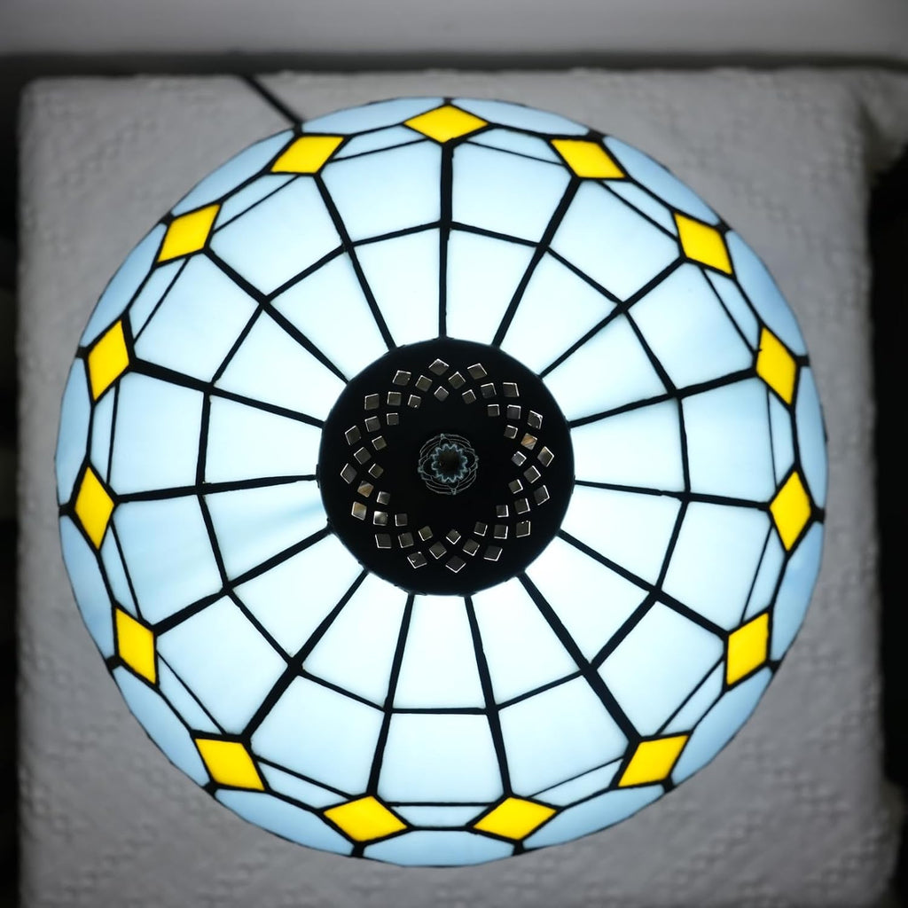 Tiffany Lamp Modern Design Blue Mediterranean Style Stained Glass Lamps Coastal Beach Theme Living Room Office Hotel Bar Kitchen Restaurant Bedroom Bedside Gift Home Decor 12X19 Inch end Table Lamp