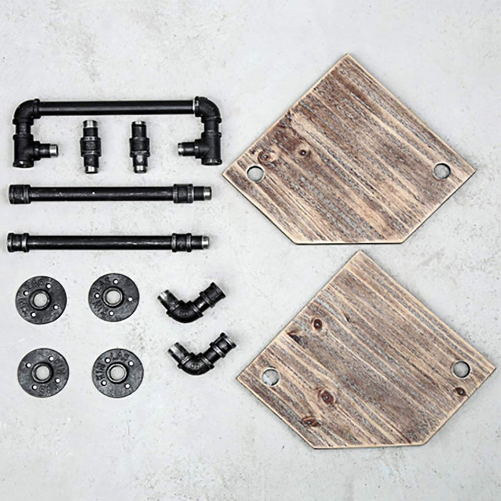 Industrial Pipe Shelf Corner Shelves with Towel Bar Bathroom Shelves Wall Mounted 2 Tiered Metal and Wood Home Decor Floating Shelves