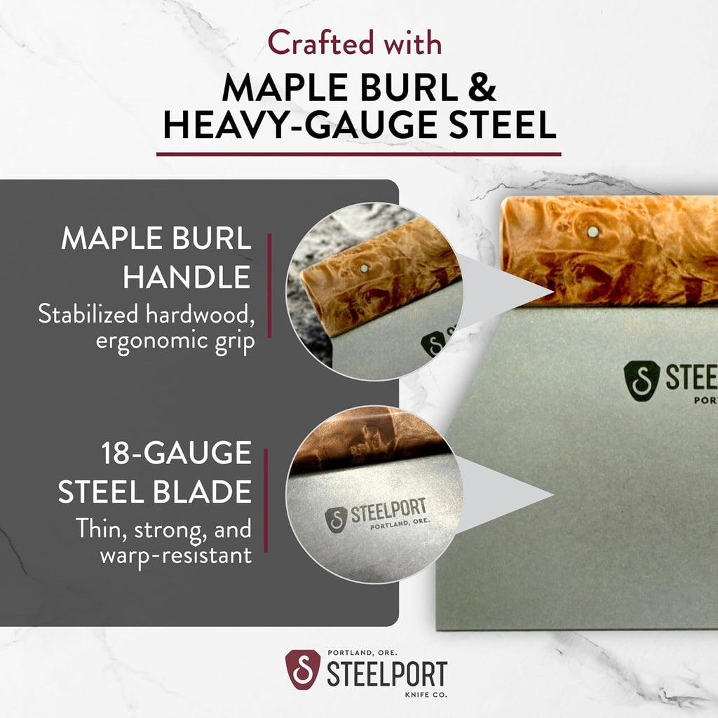 STEELPORT Bread Knife Set (3 Pcs.) – 10' Carbon Steel Serrated Bread Knife with Wooden Sheath & Stainless Steel Bench Scraper | Sourdough Tools for Professional Kitchen | Made in USA