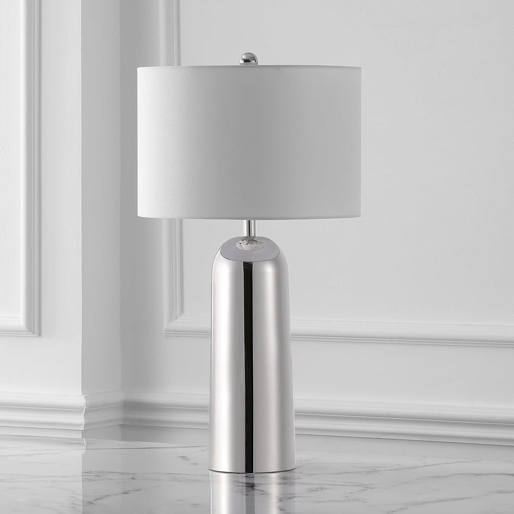 SAFAVIEH Couture Lighting Collection Chadric Silver/White 29-inch Table Lamp for Bedroom Living Room Home Office Desk Nightstand (LED Bulb Included)
