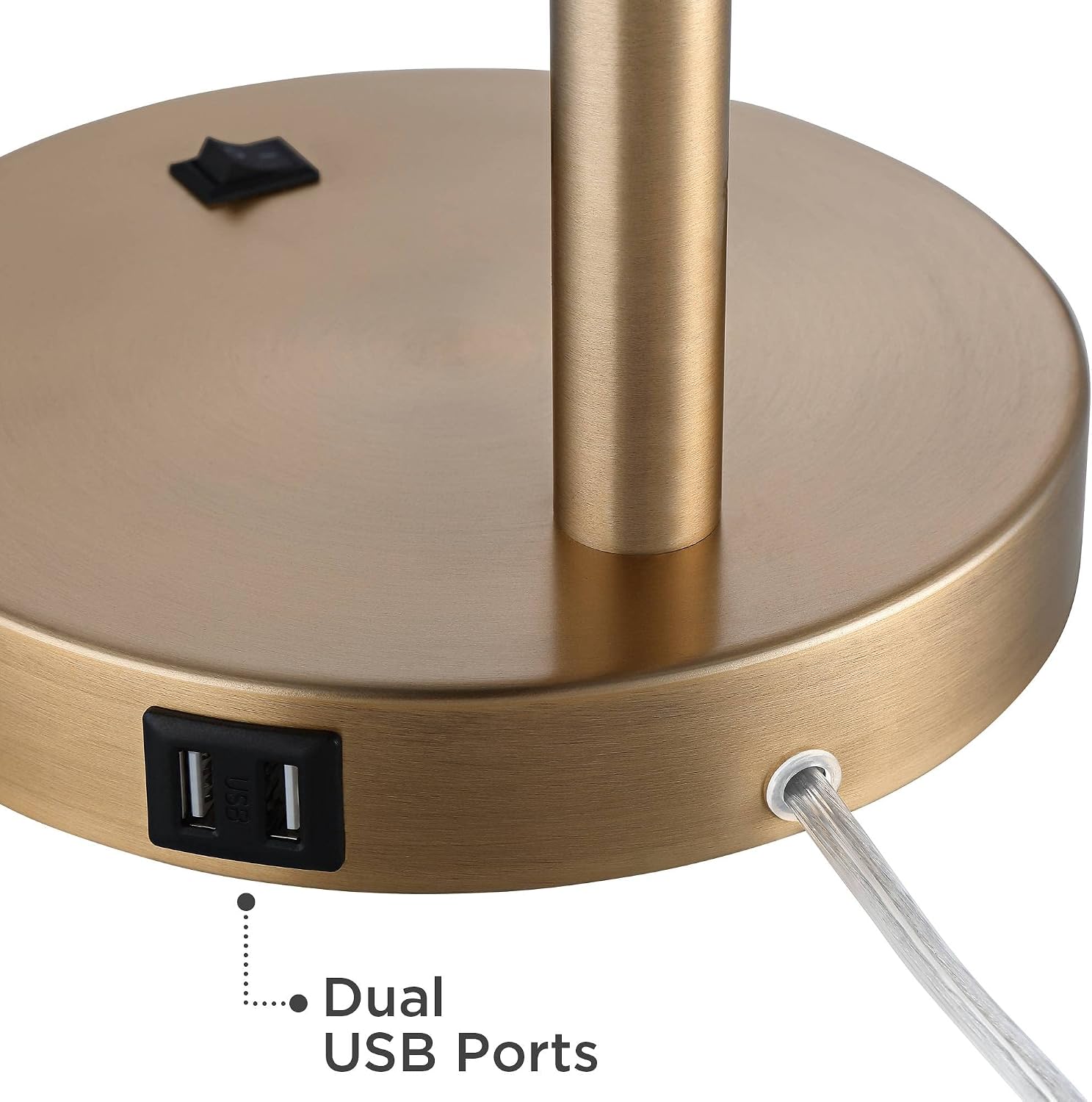 360 Lighting Colborne Mid Century Modern Industrial Desk Table Lamp LED with USB Charging Port 28' Tall Antique Brass Black for Living Room Bedroom House Bedside Nightstand Home Office