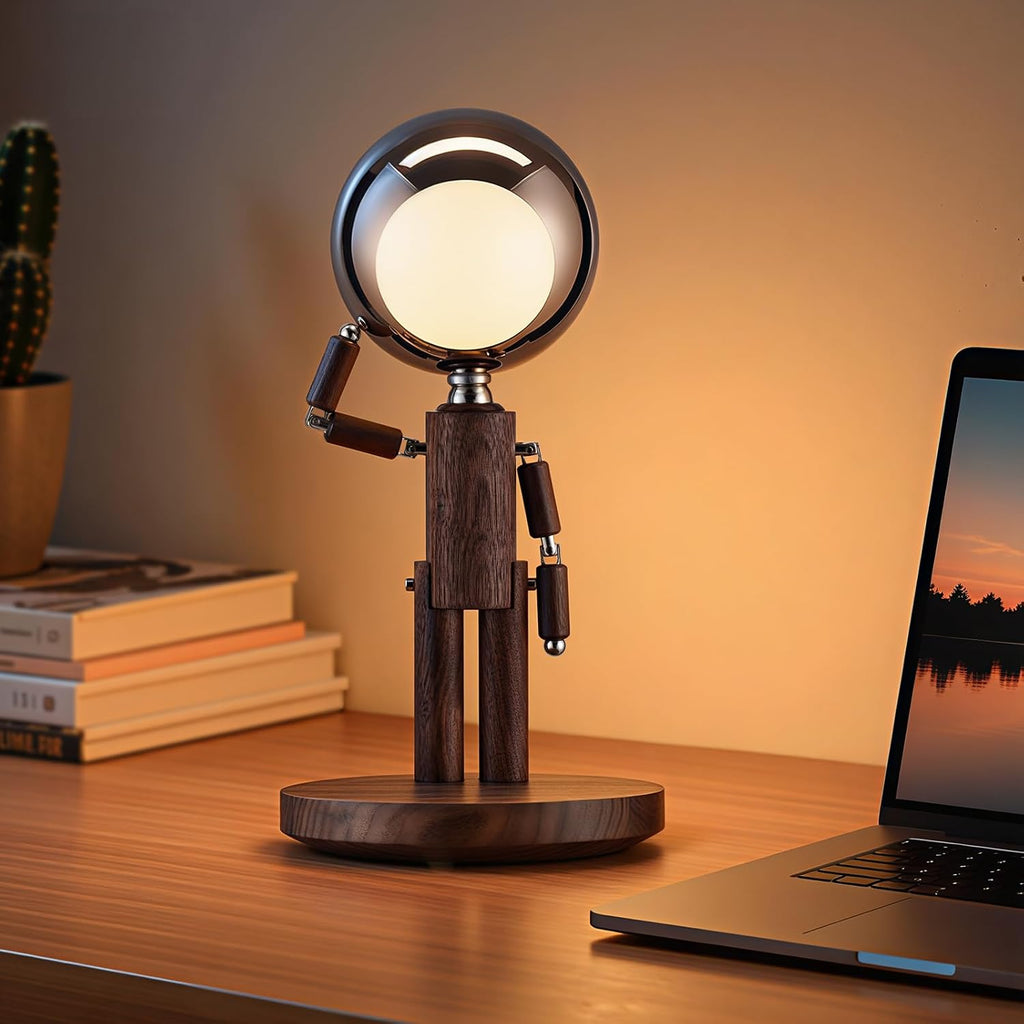 Cordless Table Lamp, Rechargeable Wooden Desk Lamp with Touch Control & Stepless Dimming, 3 Color Temperatures, Bedside Lamp for Bedroom Nightstand Office, Home Decor, Unique Gifts, Black Walnut