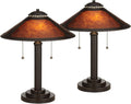 Robert Louis Tiffany Mica Collection Mission Tiffany Style Desk Table Lamps 18 1/2' High Set of 2 Art Deco Rustic Rubbed Bronze Natural Mica Shade for Bedroom House Bedside Nightstand Home Office