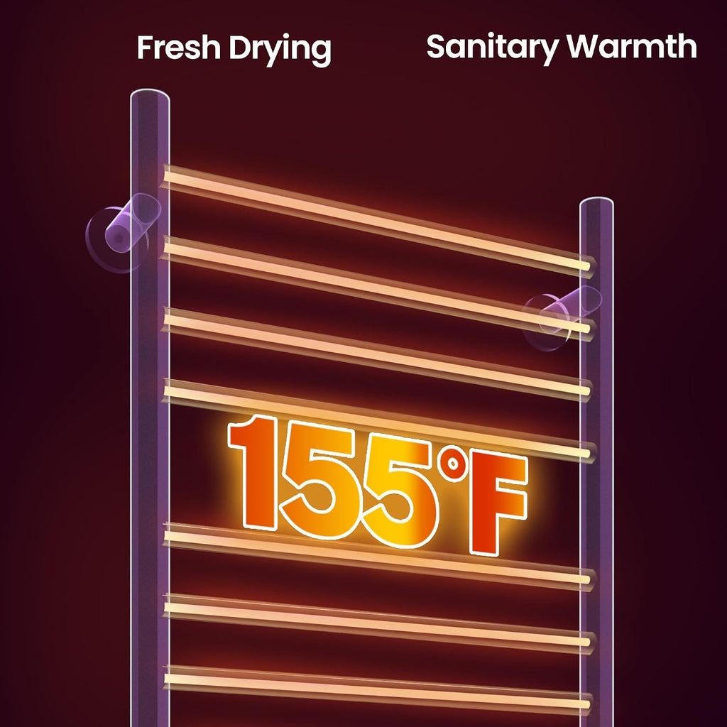Paraheeter Poloma 45.3'(L) x 19.5'(W) Wall Mounted Towel Warmer, Heated Towel Racks for Bathroom, Towel Dryer Heater, 16-Bars Black, CSA Certified