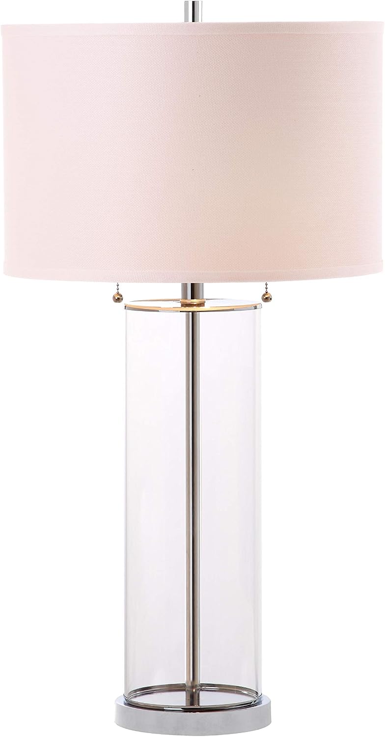 SAFAVIEH Lighting Collection Velma Modern Contemporary Clear Glass Pull Chain 31-inch Bedroom Living Room Home Office Desk Nightstand Table Lamp (LED Bulbs Included)