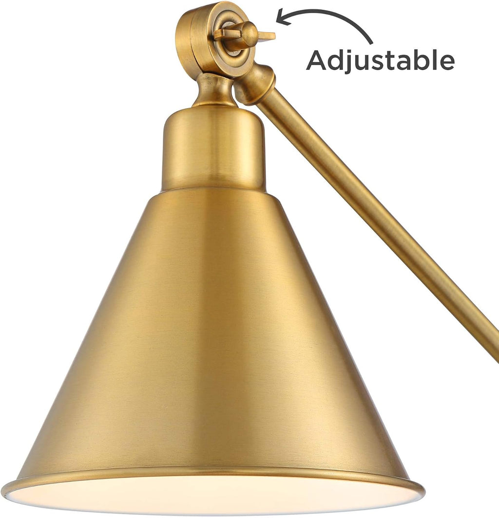 360 Lighting Wray 26 3/4' High Modern Desk Lamp with USB Charging Ports A+C Warm Brass Gold Metal Adjustable Arm Head for Bedroom Living Room House Bedside Home Office Reading Family