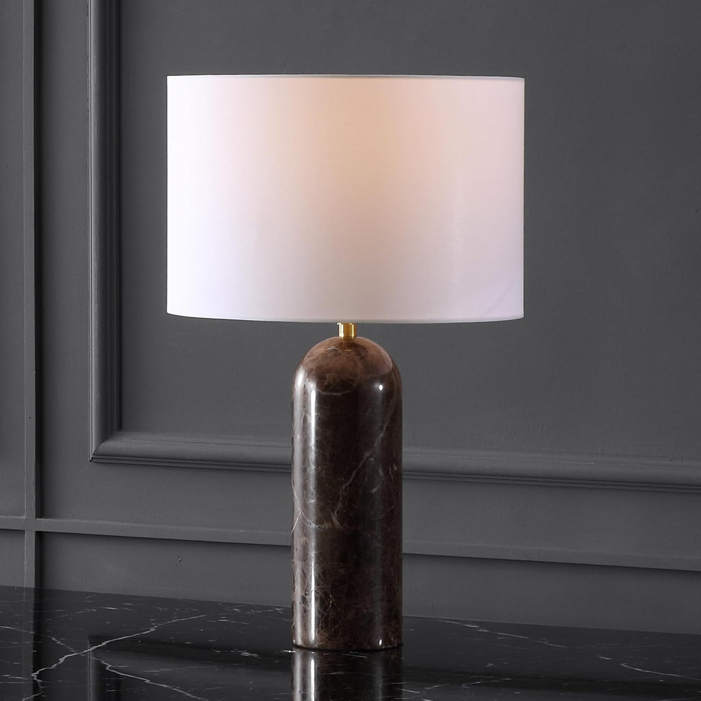 SAFAVIEH Couture Lighting Collection Kayabelle Dark Brown/White Marble 27-inch Dimmable Table Lamp for Bedroom Living Room Home Office Desk Nightstand (LED Bulb Included)