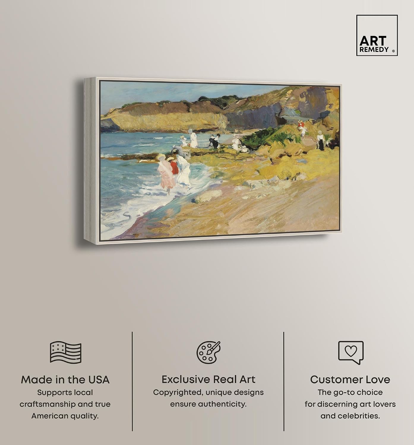Art Remedy Classic Landscape Canvas, 30' x 20', Silver Frame, Rocks at the Lighthouse