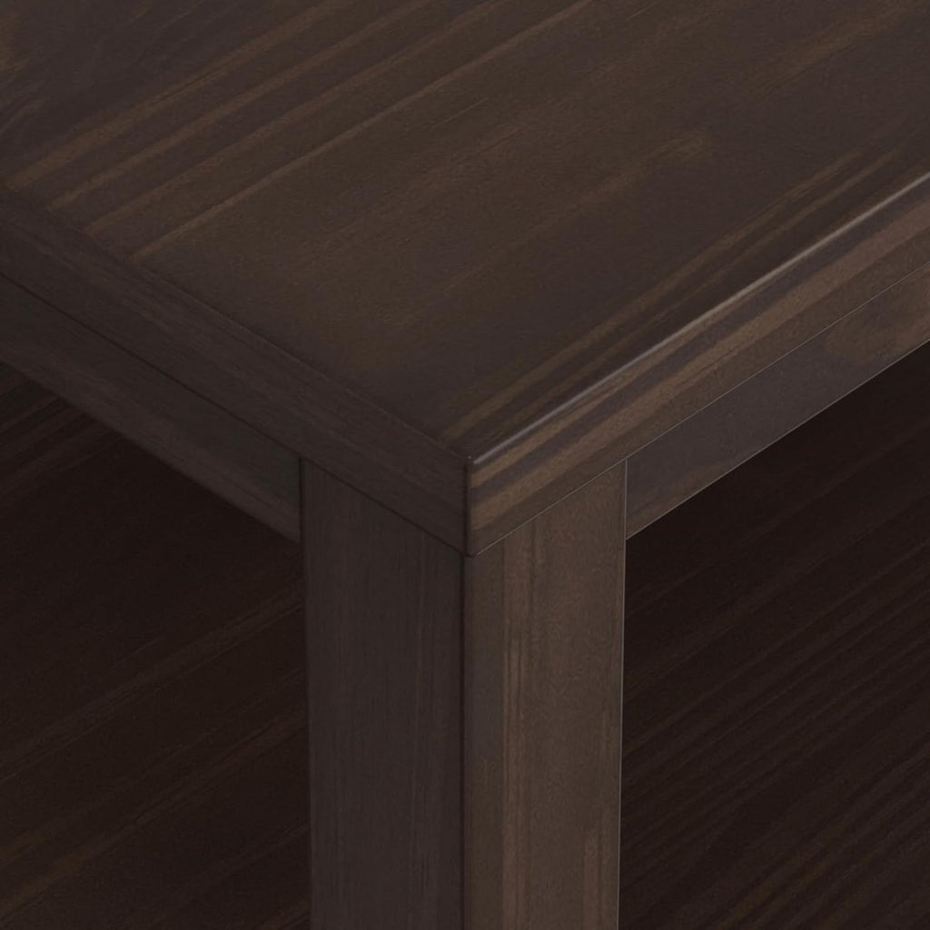 SIMPLIHOME Warm Shaker End Table - 20' Wide x 20' High Solid Wood Side Table in Warm Walnut Brown, Transitional Accent Table for Living Room or Bedroom with Drawer, Open Shelf and Square Tapered Legs