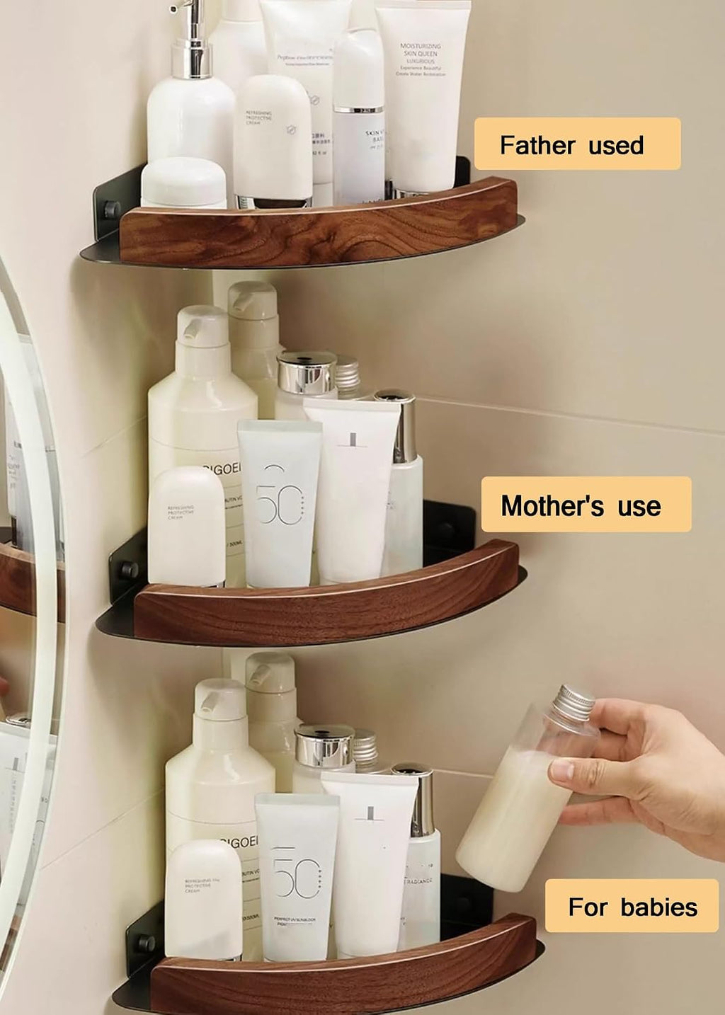 Bathroom Corner Shelf, Wall-Mounted StorageKitchen, Utility Rack Stylish Shower Caddy, for Bedrooms, Kitchens and Sink Units(30.5 * 3 * 2)