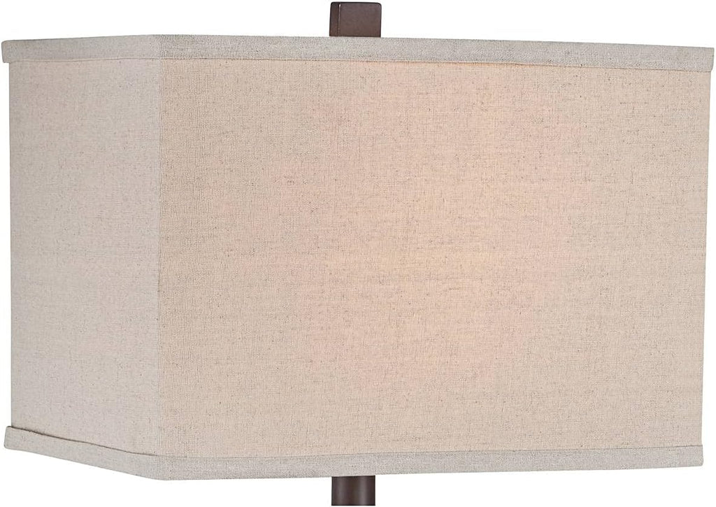 Franklin Iron Works Tahoe Small Rustic Traditional Style Table Lamps 26' High Set of 2 Natural Stale Open Base Rectangular Box Shade for Living Room Bedroom House Bedside Home (Colors May Vary)