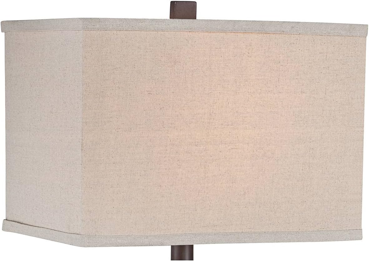 Franklin Iron Works Tahoe Small Rustic Traditional Style Table Lamps 26' High Set of 2 Natural Stale Open Base Rectangular Box Shade for Living Room Bedroom House Bedside Home (Colors May Vary)