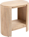 Kate and Laurel Cakora Modern Capsule Ribbed Mango Wood Side Table, 22 x 13 x 22, Light Natural, Boho Decorative Two-Tier End Table for Use as a Bedroom Nightstand or Living Room Plant Stand