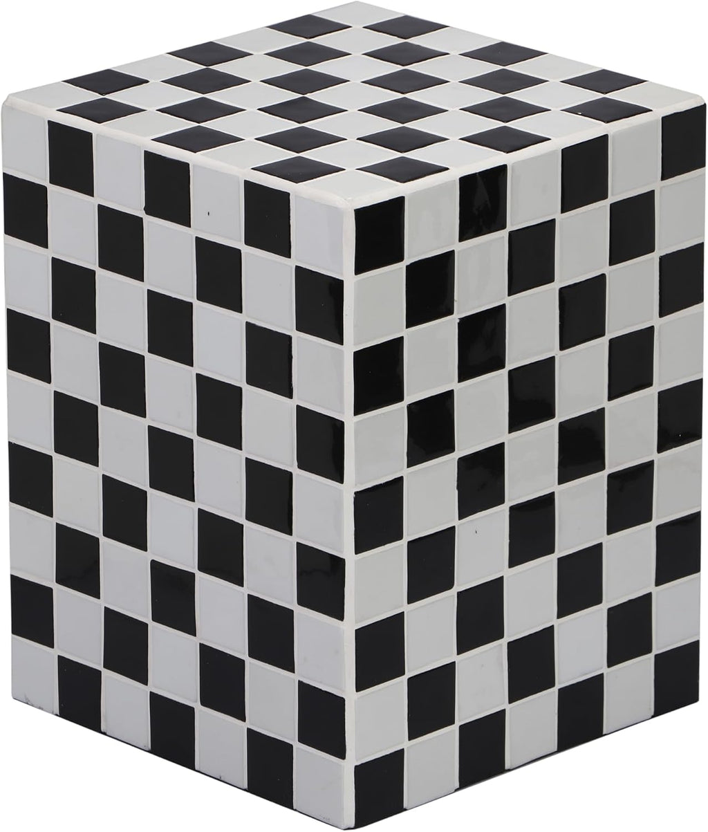 JONATHAN Y END2000K Callista 18' Modern Bohemian Ceramic Tiled Rectangle End Table, Side Table, Accent Table for Living Room, Bedroom, Light Gray/Black