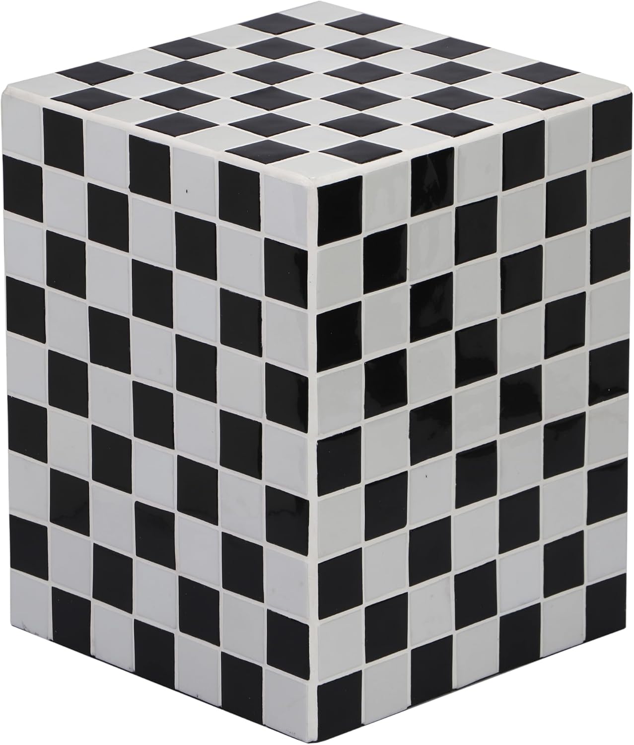 JONATHAN Y END2000K Callista 18' Modern Bohemian Ceramic Tiled Rectangle End Table, Side Table, Accent Table for Living Room, Bedroom, Light Gray/Black