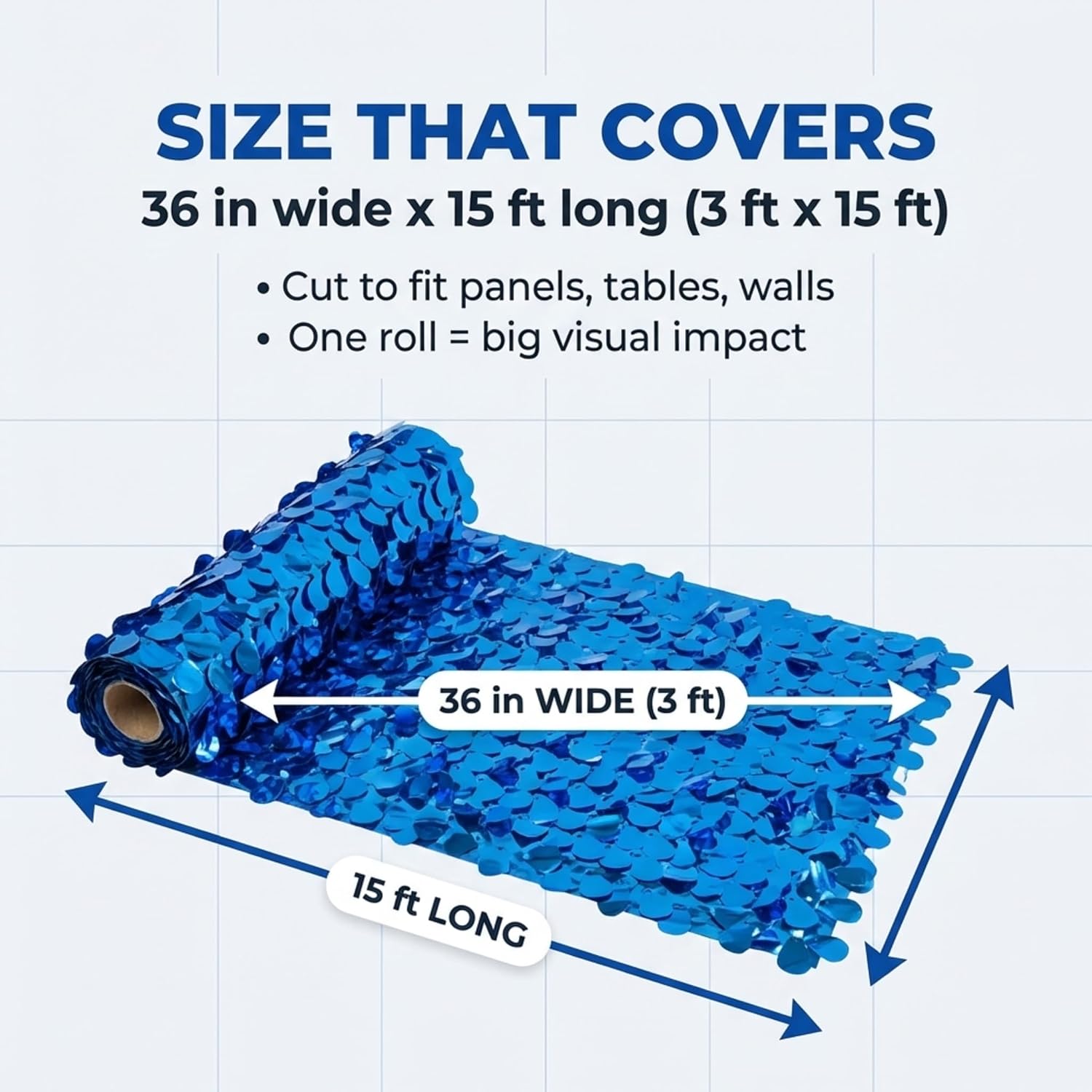 Anderson's Blue Metallic Floral Sheeting, 30 Ft. Parade Float Decoration for Trailers, Parties, Weddings, Proms, Photo Backdrops & Events – Shiny Fringe Garland for Indoor/Outdoor Use
