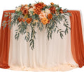 TINGE TIME Artificial Sweetheart Flower Swag with Tablecloth and Table Runner, Pack of 3 Floral Arrangement for Autumn Wedding Sweetheart Table Centerpiece Fall Decoration (Terracotta)