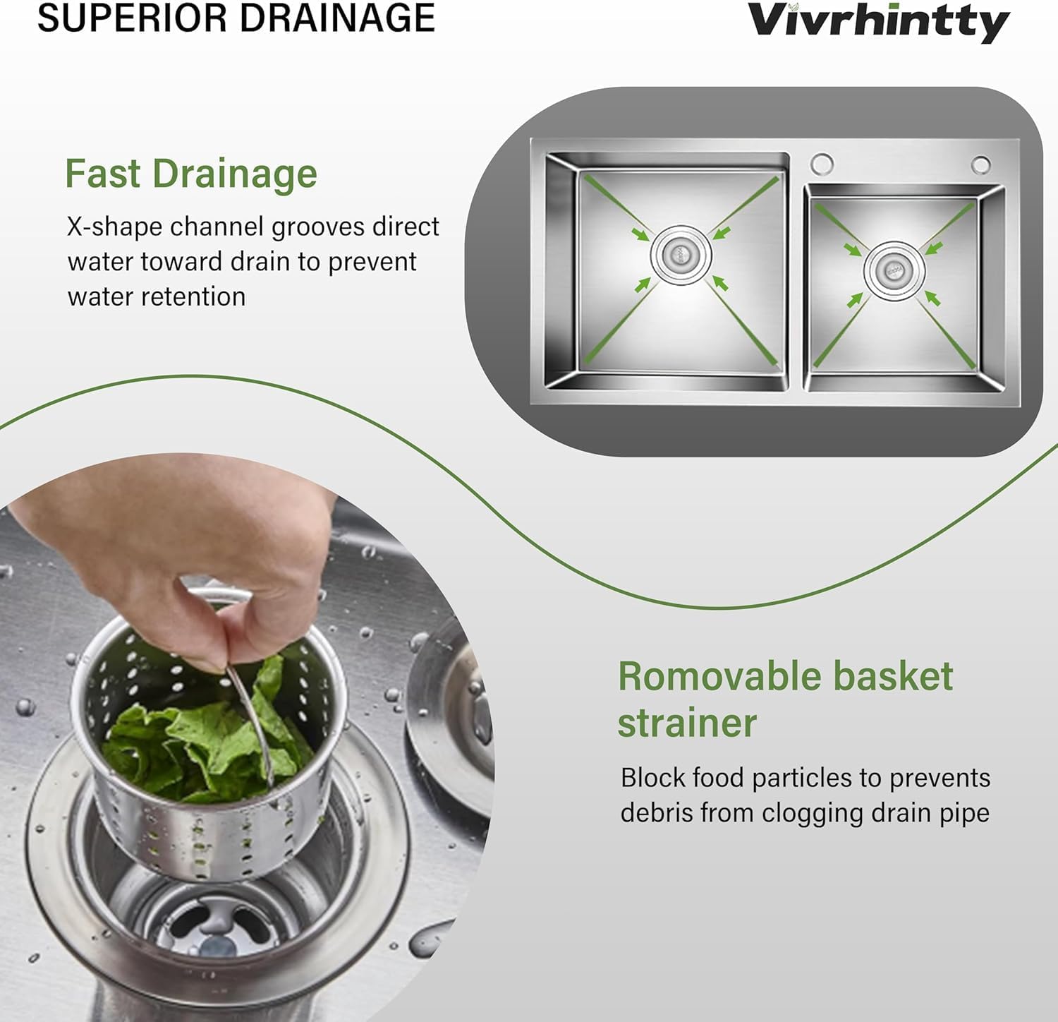 32' x 18' Drop-in/Topmount Double Bowl Kitchen Sink, Nano-Coated 304 Stainless Steel Kitchen Sink with Drain and Overflow