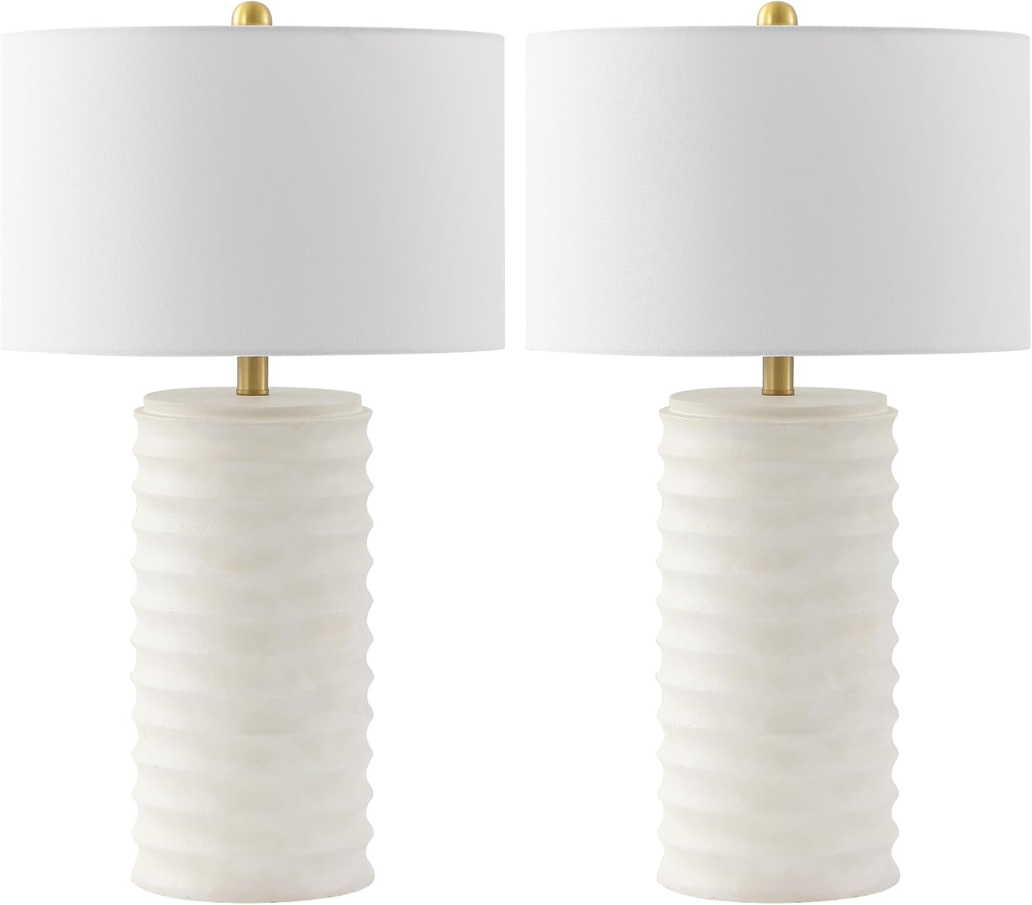 SAFAVIEH Lighting Collection – Melina Bone & White Washed Distressed 29-Inch Table Lamps, Set of 2, Rustic Farmhouse Design with LED Bulbs Included (TBL4121B-SET2)