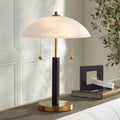 360 Lighting Orbital Mid Century Modern Desk Lamp 19 1/2' High Brown Wood Gold Metal White Frosted Glass Dome Shade for Bedroom Living Room Nightstand Bedside Night Stand Office Kids Room