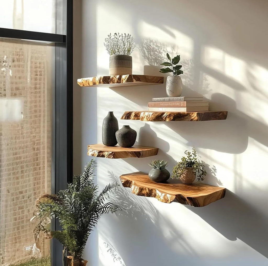 Modern Sale Live Edge Shelf Floating Shelf Teak Wood Live Edge Shelves Hanging Shelf Floating Shelf Book Shelf Wall Décor (15' W X 6' D X 1.5' (Inches))