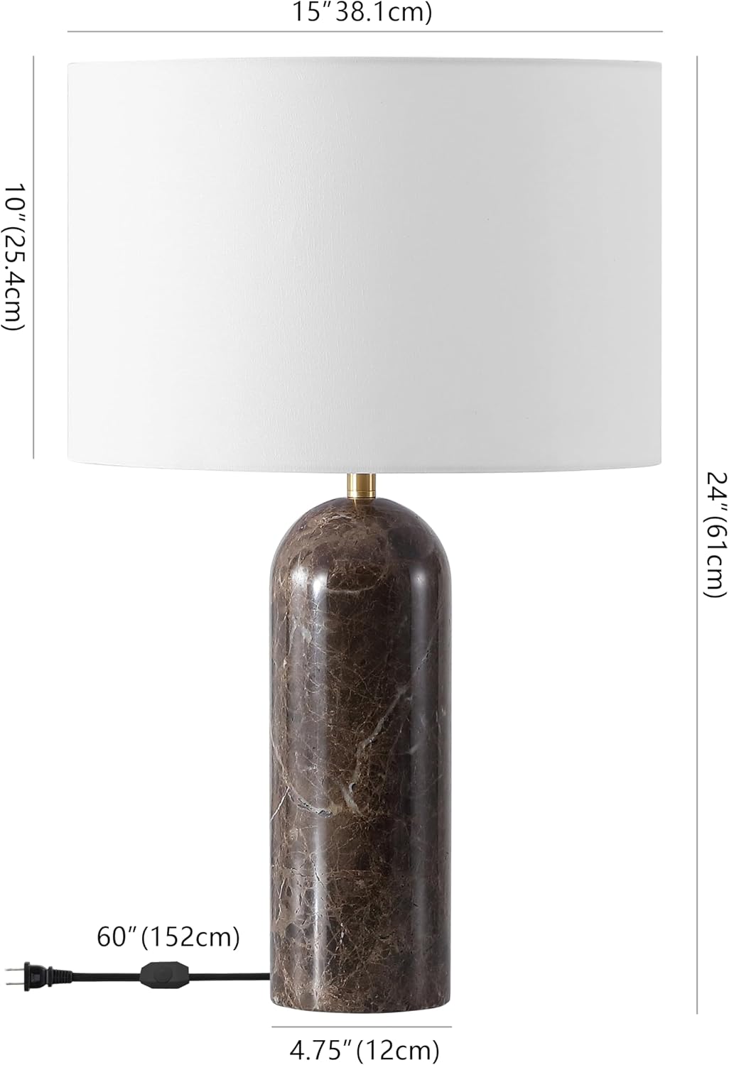 SAFAVIEH Couture Lighting Collection Kayabelle Dark Brown/White Marble 27-inch Dimmable Table Lamp for Bedroom Living Room Home Office Desk Nightstand (LED Bulb Included)