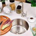 Stainless Steel Kitchen Sink, Single Bowl Sink With Drain Fittings & Overflow, Small Washing Basin, Round Pool For Utility Room, Kitchen, Bar, Pub, Drop In & Undermount(Silver,32cm)