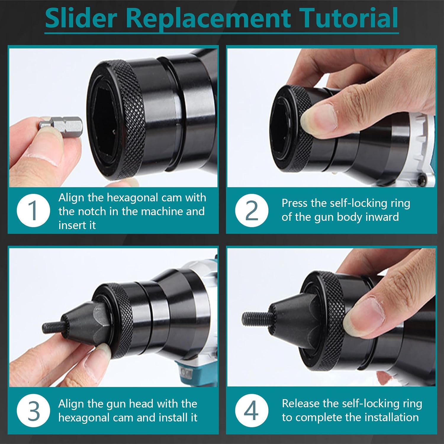 Cordless Rivet Nut Tool Set Portable Battery Powered Pop Rivet Nut Insert Installation Tool Electric Assembly Nutsert Kit for Rivet Nuts Made of Aluminum, Iron