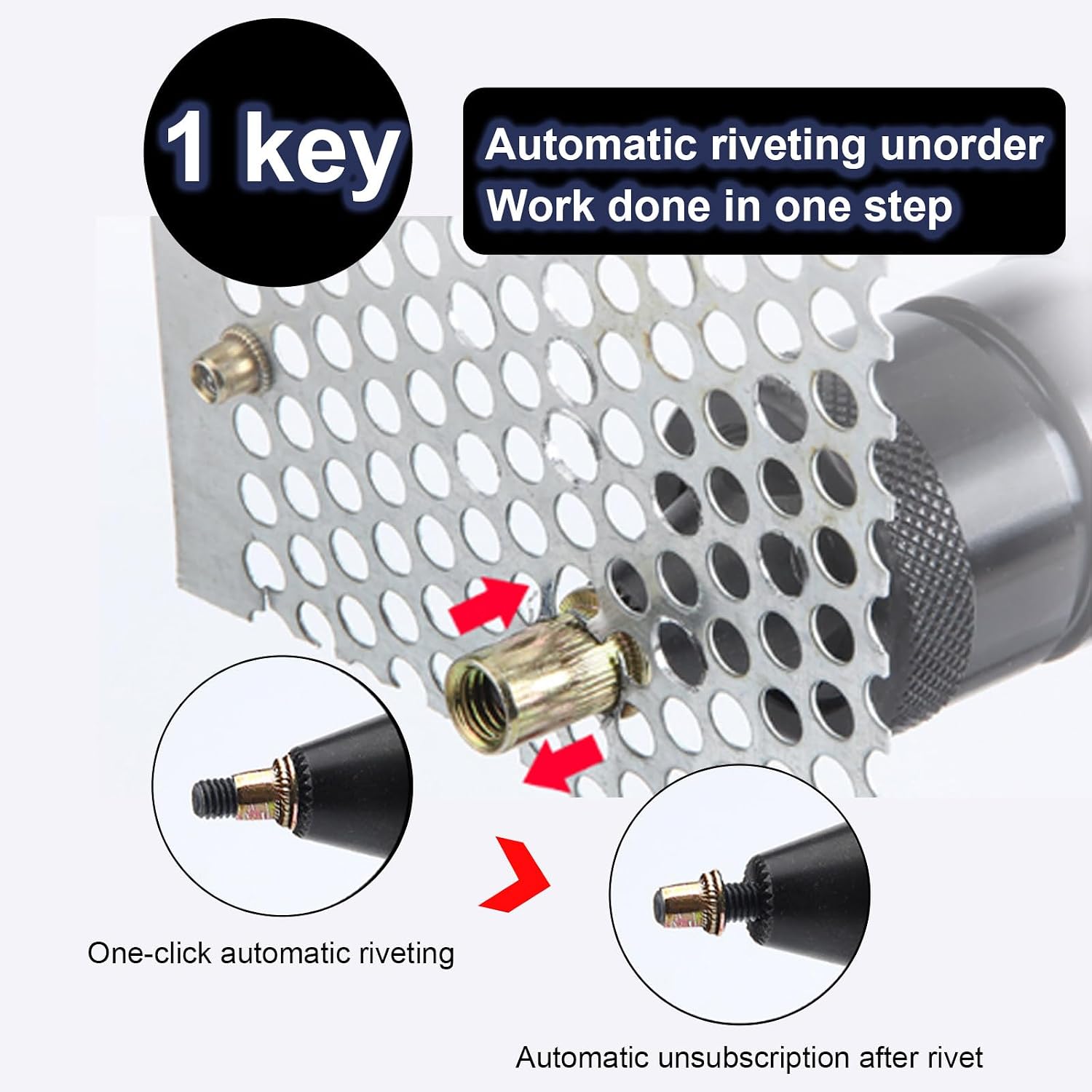 Cordless Rivet Nut Tool Set, Portable Battery Powered Pop Rivet Nut Insert Installation Tool, for Rivet Nuts Made of Aluminum, Iron
