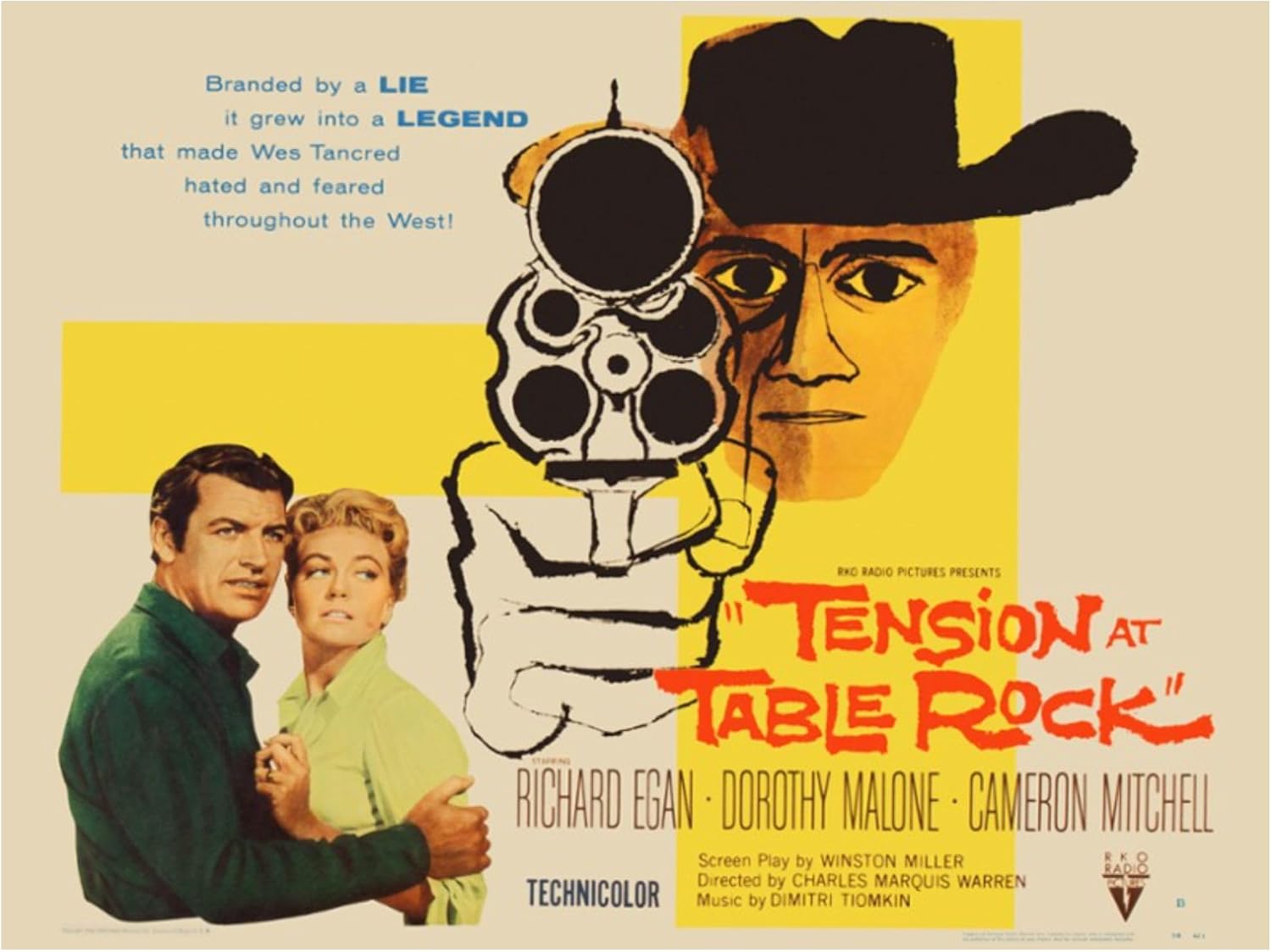 LIVESTOCK Classic Print Gallery Tension at Table Rock Movie Poster Wall Art, Iconic Retro Cinema Nostalgia Home Decor Restored from Original Artwork in the USA, Gold frame, 12x16