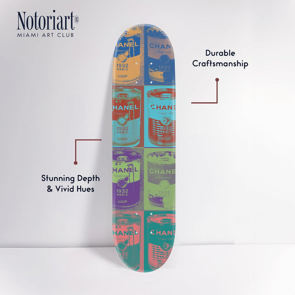 Trendy Pop Acrylic Wall Art Die-Cut Easy-to-Hang, 1 Panel 8' x 32', Glam Soup Pop Art Skateboard