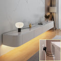 Floating TV Stand Large Floating TV Shelves Wall Mounted Multi Storage Compartment TV Media Console Floating TV Cabinet Bench Under TV Large Storage (Rock White with Led, 47.2 * 7.9 * 9.4 in)