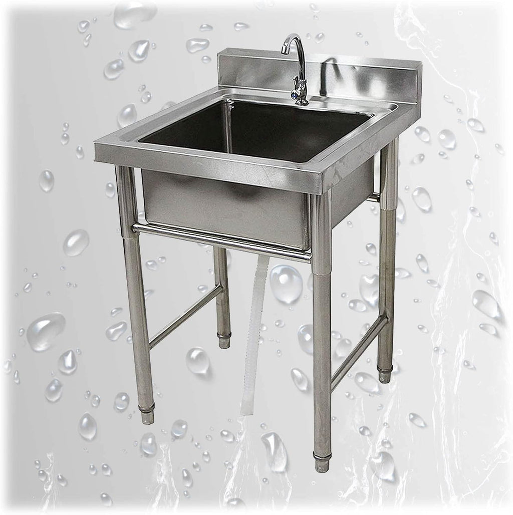 Kitchen Stainless Steel Sink Stand Alone Sink Outdoor Washing Table and Sink Commercial Sink Single Bowl Sink for Dinning Room