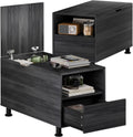 Rresyet Adjustable Height End Table with Large Cube Storage, Drawer & Open Shelf - 15.8' Modern Nightstand, Minimalist Sofa Side Table for Living Room, Bedroom, Office (2, Black)
