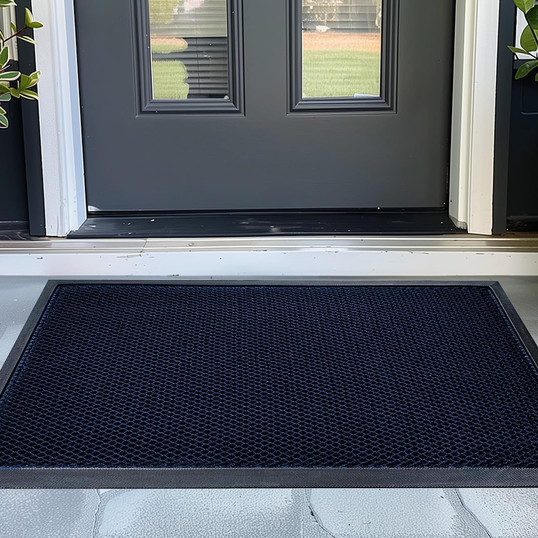 Muddy Mat® Meshy Mat™ Door Mat Heavy-Duty Quick-Dry Floor Mat, Sand & Dirt Trapper for Indoor & Outdoor, Ideal for Entrance, Mudrooms,Patios & Garages,Low-Profile,Non-Slip,Washable– Blue 36'x60'x0.4'