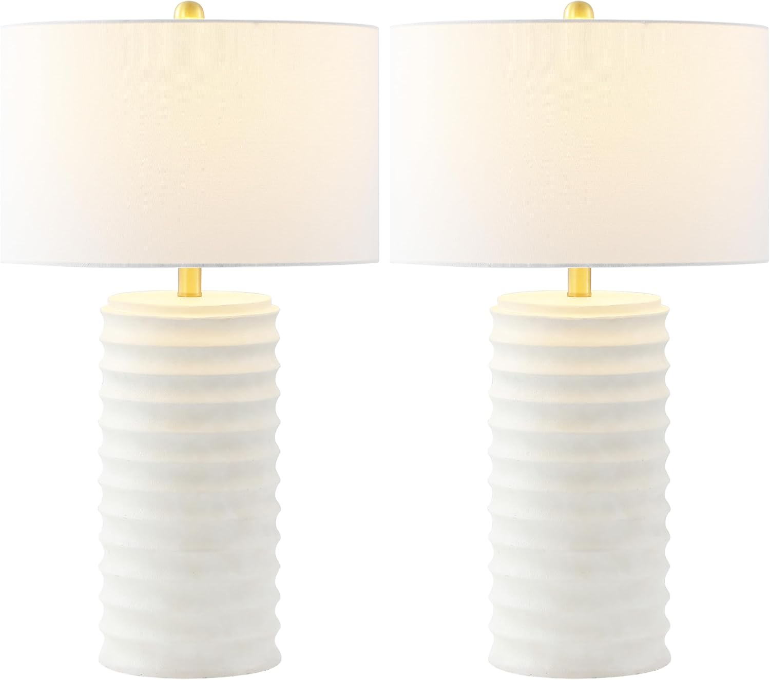 SAFAVIEH Lighting Collection – Melina Bone & White Washed Distressed 29-Inch Table Lamps, Set of 2, Rustic Farmhouse Design with LED Bulbs Included (TBL4121B-SET2)