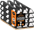 Xpose Safety 72' Heavy Duty Rubber Parking Stopper – 10 Pack Wheel Blocks for Garage, Driveway, or Ramp – Car Bumper Stop with White Reflective Strips – Removable Floor Mount