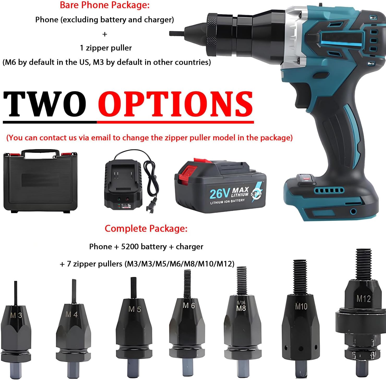 Cordless Rivet Nut Tool Kit Electric Pop Rivet Gun - 26V Portable Auto Riveter with LED Light, Memory Chips, No Cable Limits, 3s Riveting for Professional Mechanics & Metal Workers Baremachine