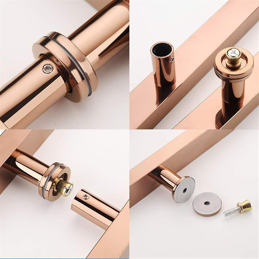 Rose Gold Handle,Door Hardware Heavy Duty Stainless Steel Square Tube Door Pull Handle/Glass Door Handle/Barn Door Sliding Handrail